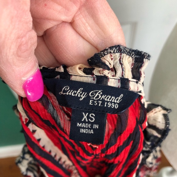 Lucky Brand xs red, white,blue long sleeve top - Picture 10 of 11